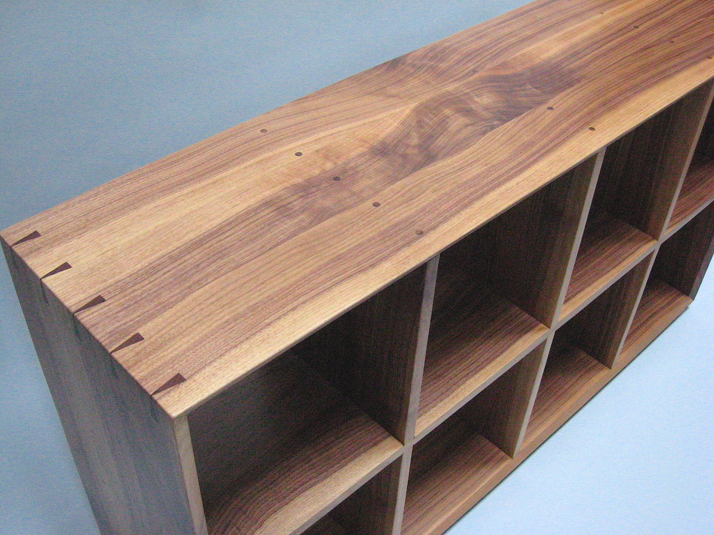Quartered Walnut Bookcase with Open Back
