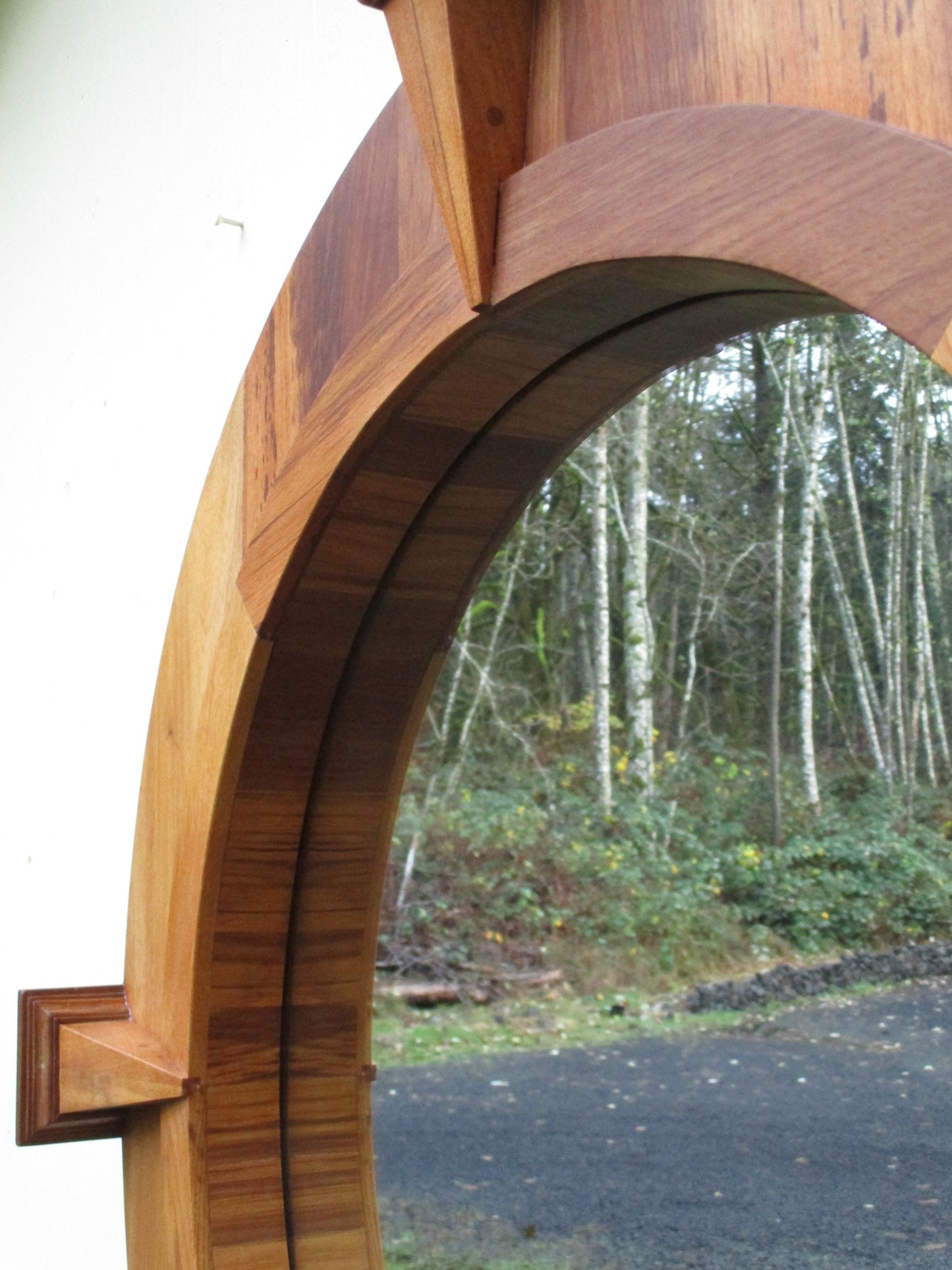 Teak Wood Round Wall Mirror