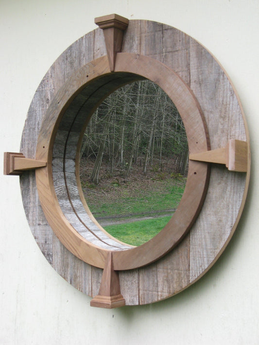 Reclaimed Cedar and Fir Round Wall Mirror