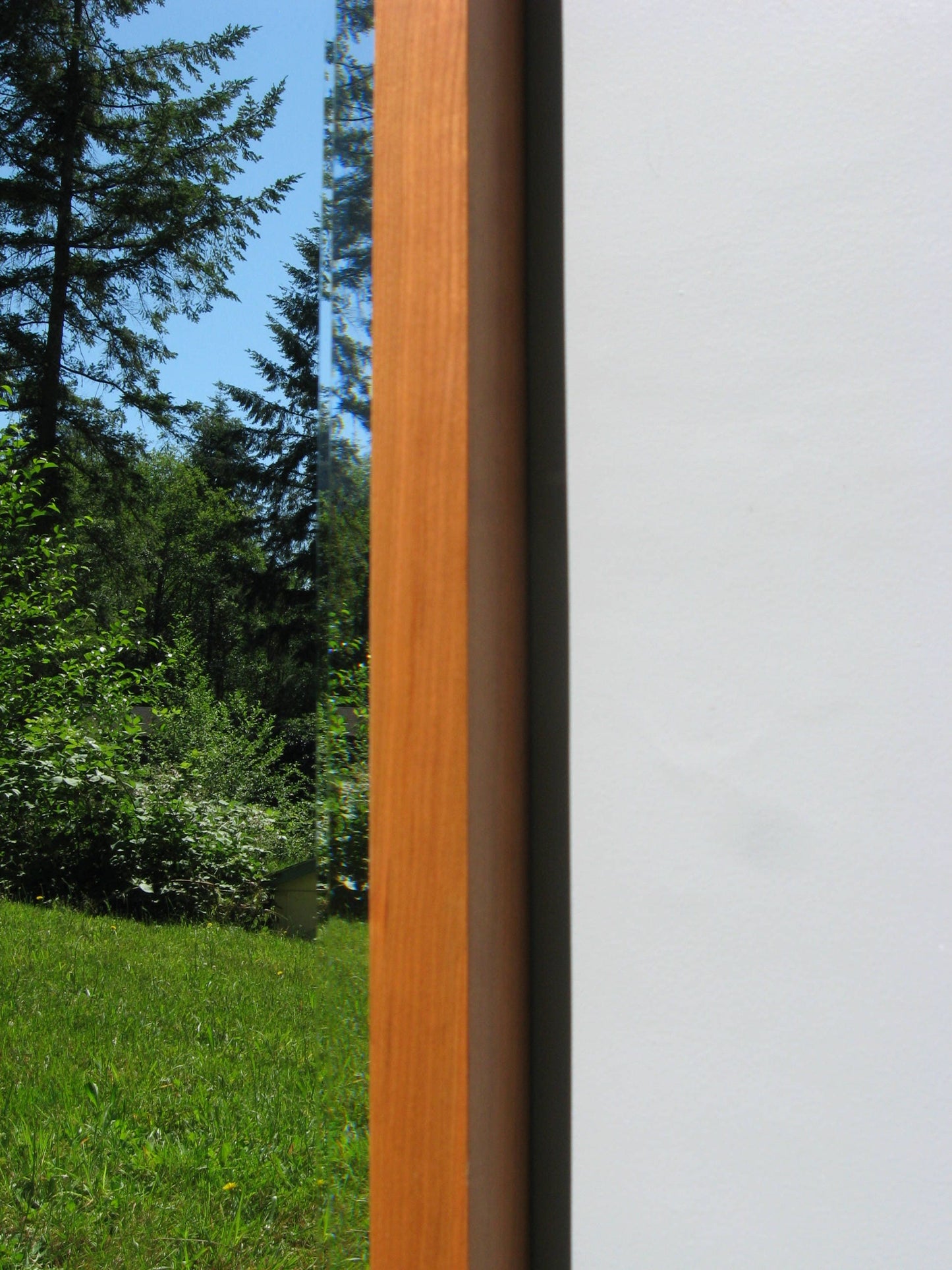 Cherry Wood Deep Frame Mirror with Beveled Glass