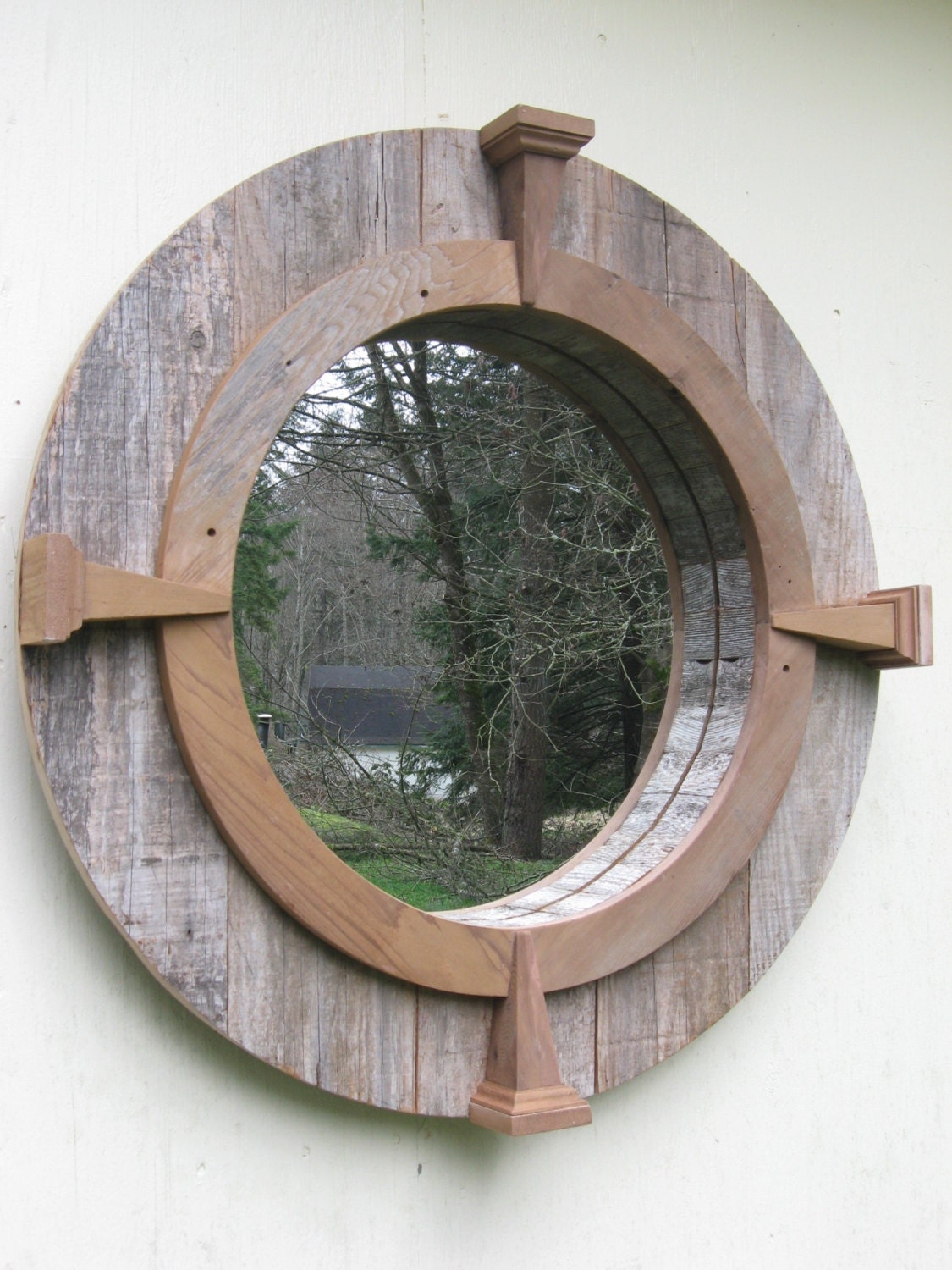 Reclaimed Cedar and Fir Round Wall Mirror