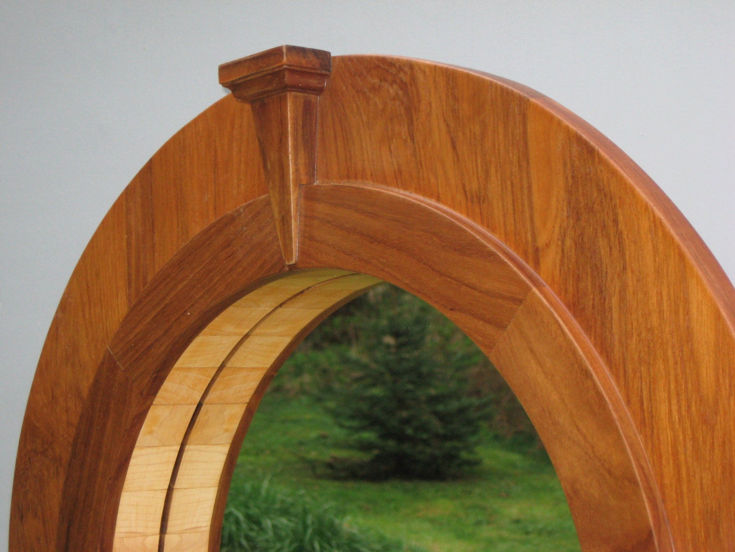 Teak Wood Round Mirror